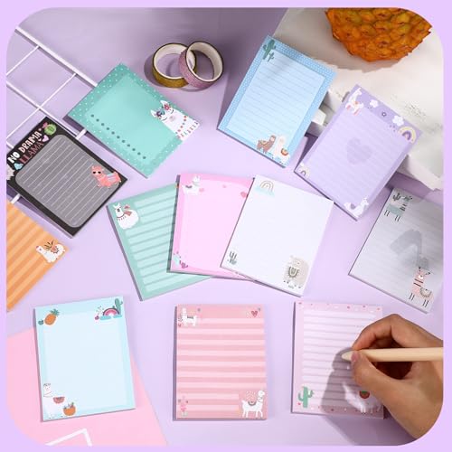 Chiisong 12 Pcs Llama Sticky Notes Llama Gifts Cute Alpaca Notepads - style: Llama Style