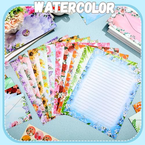 TaoBary 160 Pcs Flower Stationery Paper and Envelopes Set, 8.5 x 11'' - size: 8.5 x 11 Inch, style: Flower