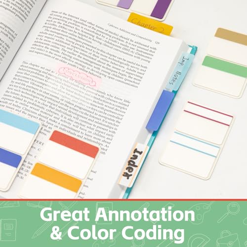 KICNIC Sticky Tabs 240 Pcs 2in, Pastel Book Tabs, 12 Colors, Adhesive BOPP - color: Pastel Colors, size: 240pcs