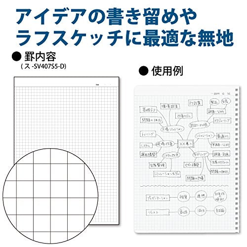 KOKUYO Spiral Graph Notebook, 10'' x 7'' Business Journal B5 Soft Ring Notebooks with 5mm Grid Ruled, 70 Perforated Sheets, Black 1 Subject Notebook, Note Taking for Work (SU-SV407S5-D) - size: B5
