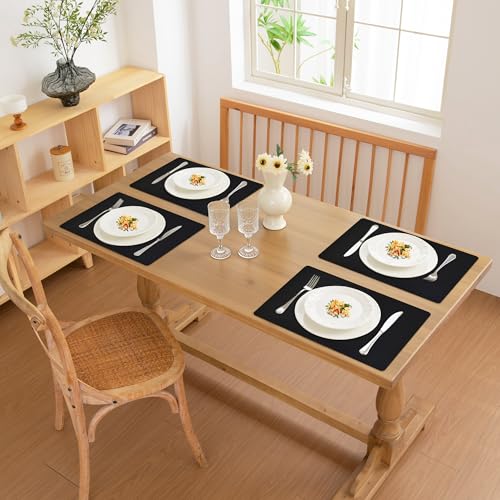 FROMHEART Faux Leather PU Placemats Set of 4 (Black,11.8" x 17") - color: Black, size: Set of 4