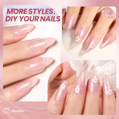 Beetles Pink Gel Nail Polish Set, 6 Colors Jelly Gel Polish Kit - color: A - Sheer | Pink | Faded Rose