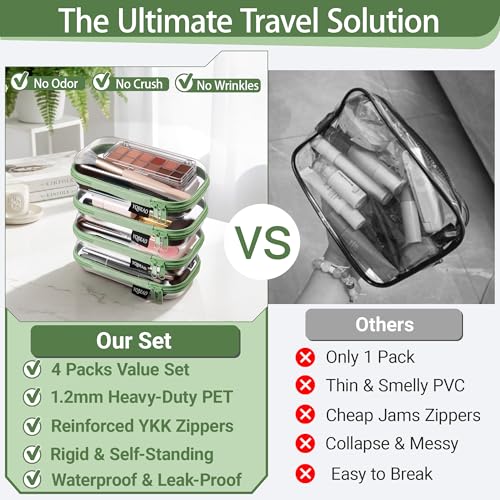 YQBRAO Clear Hard Shell Zipper Cases, 4 Small Cable Organizers, Green - color: Green, size: 4 Pack(S)