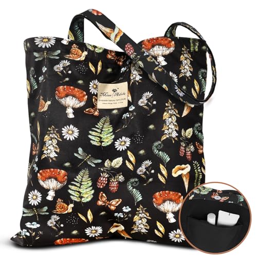 Miss Adola Aesthetic Buckle Tote Bag for Women - color: Mushroom Plants