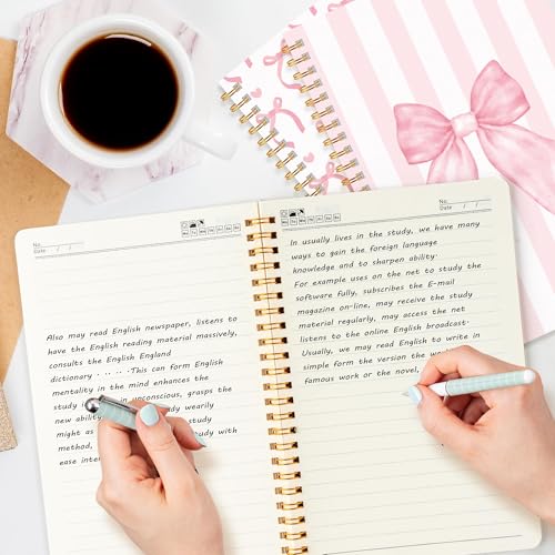 CNhoqc Pink Spiral Journal Notebook, 8Pcs A5 Watercolor Coquette Bow Cherry - color: 8-Pcs Pink Bow