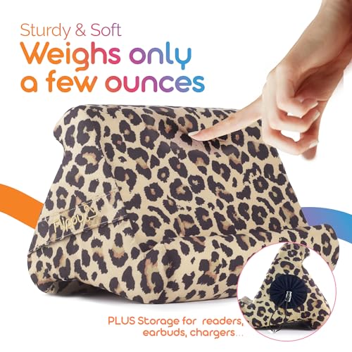 Flippy Original Tablet Pillow Stand & iPad Holder, Gift for Book Lovers & Readers, Multi-Angle Stand with Storage for Lap, Desk & Bed, Compatible with Kindle, Fire, iPad & Samsung, Def Leopard - color: Def Leopard 4.0