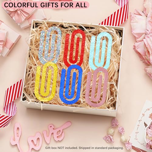 12 Pcs Jumbo Acrylic Paper Clips, 4"x2" Large Plastic Paper Clips, Bright Colors, Classroom & Office Supplies, Back to School Gifts for Students & Teachers, Desk Org & DIY Charms & Accents & Bookmarks