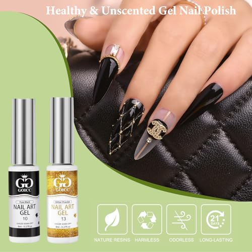 Gel Nail Art Polish Set 4 Colors Thin Brush Liner for French Tip Design - color: B4