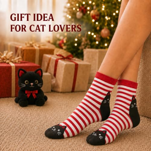 KONY Women's Animal Socks, Cotton Crew Fun Novelty Gifts, 5 Pairs - color: Cats Pattern - 5 Pairs