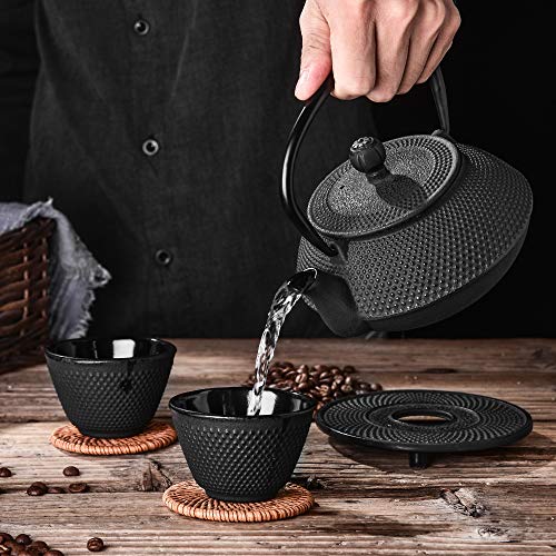 Velaze Cast Iron Teapot Set with Infuser,Japanese Style,2 Cups,700ML,23oz