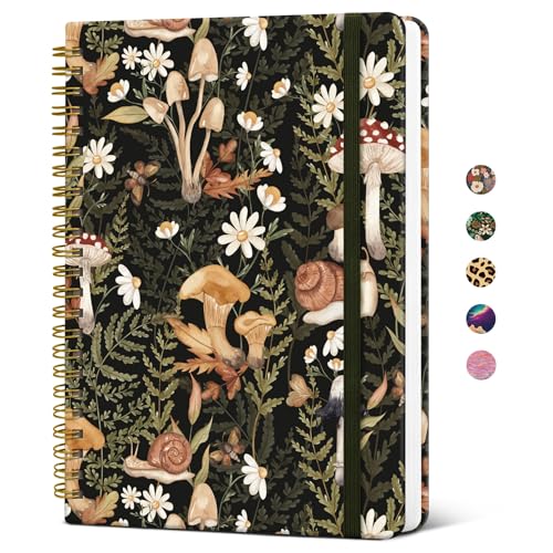 Taja Spiral Lined Journal for Women, Pretty Hardcover Journal Notebook, A5 - color: I-Mushroom