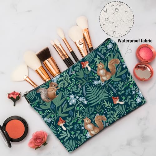 Forest Squirrel Makeup Bag, Botanical Squirrels Cosmetic Bag Travel Pouch - color: Multicolor 0141