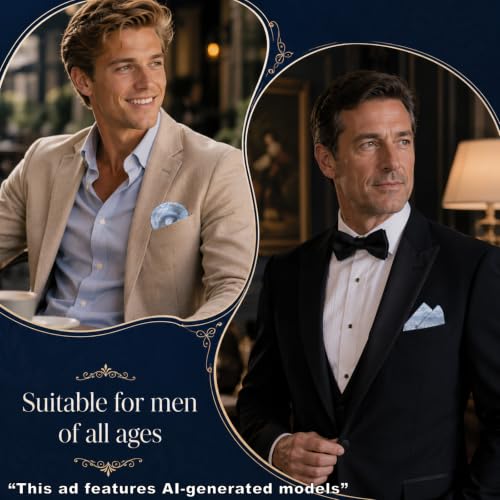 Handkerchiefs for Men with Holder Vantige Pocket Squares for Men - color: Light Blue
