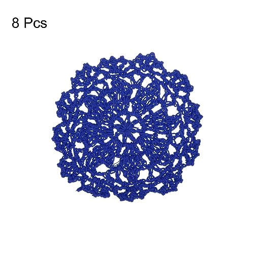 uxcell Fabric Coasters, 8pcs 4" - Cotton Woven Crochet Doilies, Lace Embroidery Cup Mat with Floral Pattern for Wedding Party Decoration (Bright Blue) - color: Bright Blue