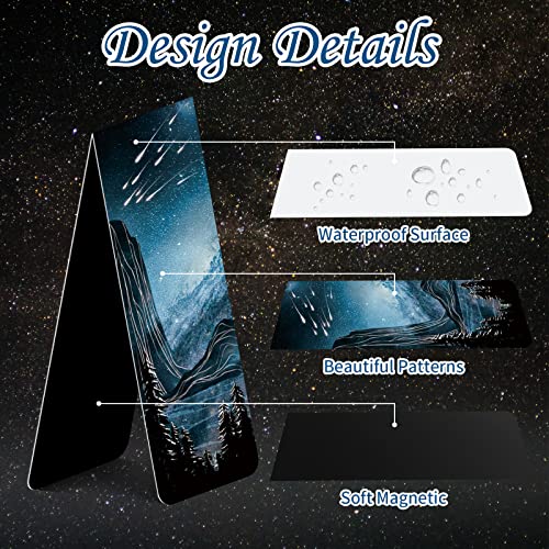12 PCS Cool Magnetic Bookmarks, Space Starry Night Bookmark for Book Lovers, Bulk Bookmarks for Women Men, Unique Book Mark for Reading, Students, Classroom Gifts, School Prize, Reading Present