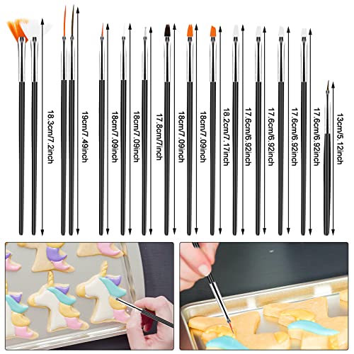 15pcs Cake Decorating Brushes Kit Fondant Paint Brush, Food Paint Brush Baking Decorating Tools for Sugar Cookie Candy Icing Cake Decoration (Black) - color: Black