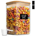 ComSaf Glass Storage Jars with Bamboo Lids 3.6 Qt Large Pantry Square - color: 3.6Qt-Square