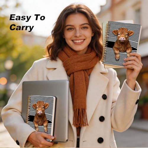 2 Pcs Funny Highland Cow A5 Spiral Notebook 160 Pages, Cow Gifts for Women - color: Multicolour 0033