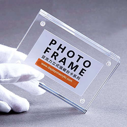 Clear Acrylic Photo Frame,Magnetic Perspex Picture Holders Table Standing Double Side Displays, 15+15mm Standing on Desk&Table (1.,8x8) - size: 20.3x20.3cm