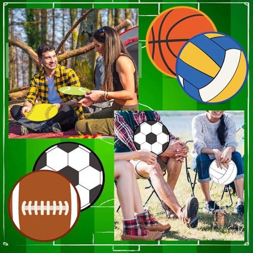 Gejoy 24 Pcs Basketball Football Fly Disc Foldable Fan Sports Theme 8 Style - color: Ball Patterns