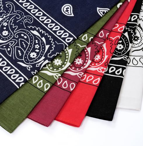 Bycc Bynn Large Soft Cotton Bandanas Pack for Men & Women 22 x 22 inches - color: 5