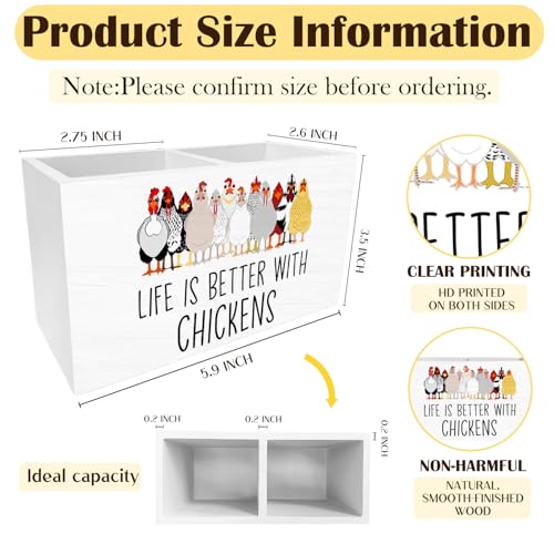 Funny Farm Chicken Pen Holder for Desk, Chicken Lover Mom Lady Gifts Pencil Organizer, Life is Better with Chickens Wooden Box Sign Desk Decor for Home Office Decoration - color: FARM CHICKEN