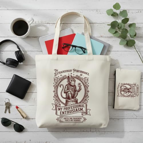 Aesthetic Canvas Tote Bag for Women – Minimalist Open-Top Design, Perfect for Books, Daily Errands and Gifting. - color: Vintage Professional Monkey