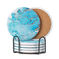 6Pcs Absorbent Coasters Set with Holder,Ceramic Drink Coaster,4 in（A5） - color: Style 5