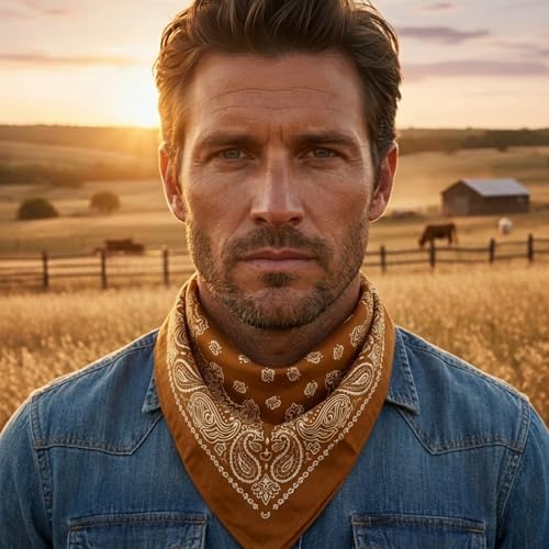 The Peacock Crew Premium Soft Cotton Bandanas Pack for Men and Women Paisley 22 x 22 inches - color: Pack of 10 Honey Ginger