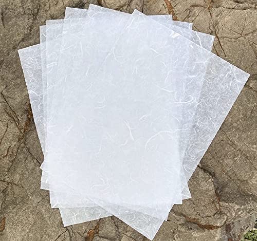 A4 Mulberry Paper 50 Sheets, Natural Fiber Mulberry Paper for Card Making, Watercolor, Calligraphy, Origami, Scrapbooking, Bookbinding & DIY Crafts (White Color, A4) - color: White Color, size: A4
