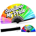 SYNTECSO Folding Hand Fan for Rave, UV Glow Clack Fan - color: Swallow My Pride