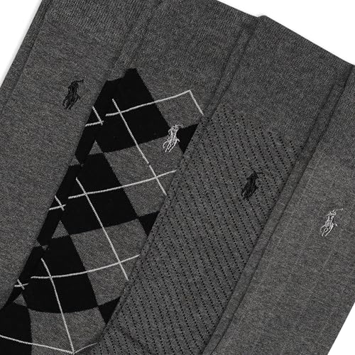POLO RALPH LAUREN Men's Assorted Pattern Dress Crew Socks (4-Pack) - color: Gray