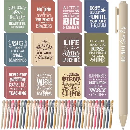 Yeaqee 72 Pcs Motivational Pen Notepad Gifts Bulk Set, Quotes - style: Inspirational Quotes