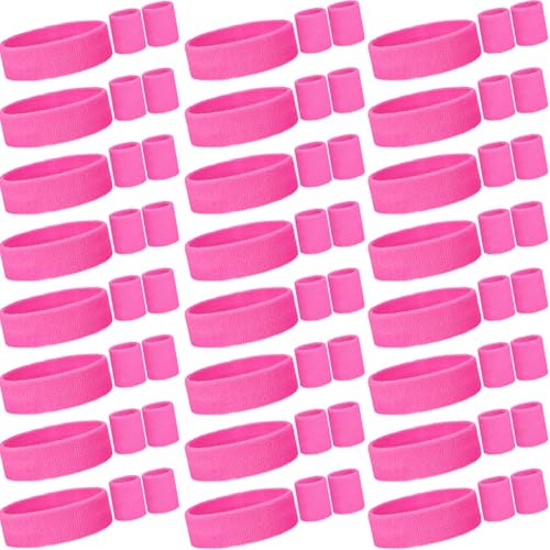 Sweatbands and Wristbands Set, Women, Men - color: Neon Pink
