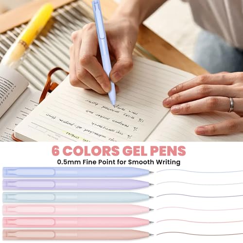 50 PCS Aesthetic School Supplies with Cute Pen Case,12 Pastel Highlighters,5 Black Ink Gel Pens, 12 Mechanical Pencils Set 0.5 & 0.7 mm 6 Color Gel Pens for Students Stationary College Essentials - color: Green