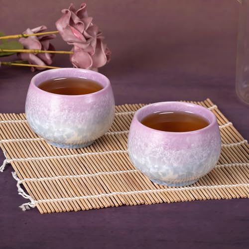 KAMMAK Japanese Tea Cups, 6.7 Oz Small Handmade Ceramic Teacups, Set of 2 - style: GN02