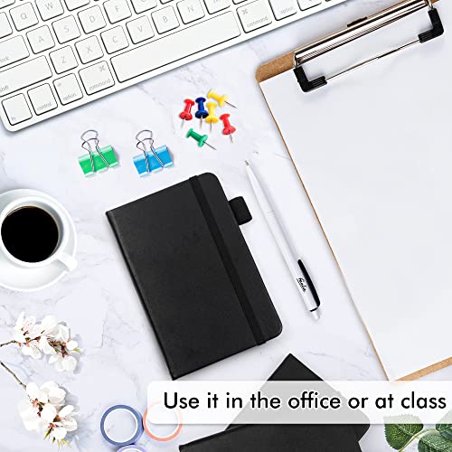 feela 3 Pack Pocket Notebook Journals with 3 Black Pens, A6 Mini Cute Small Journal Notebook Bulk Hardcover College Ruled Notepad with Pen Holder for Office School Supplies, 3.5”x 5.5”, Black - color: A6 3 Black