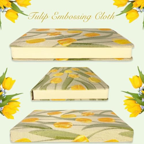 Small Journal for Women, Floral Notebook, B6, 5x7, Ruled Notebook & Blank Sketchbook, Embroidered Journal, Hardcover, Lay Flat, Personal Writing Journal for Women, Cute Journal, Tulip Flower - color: B6-Cute Tulip