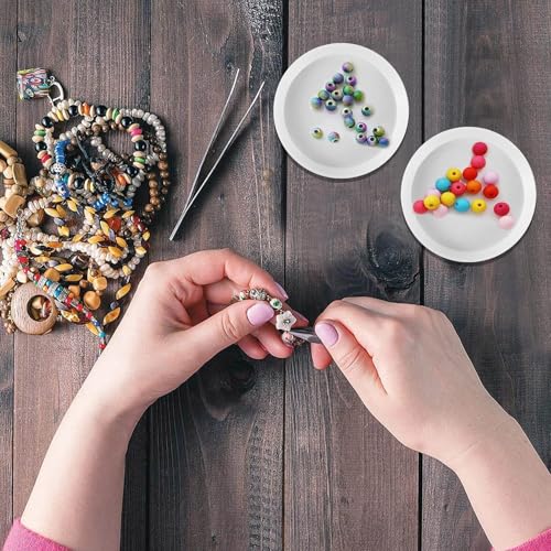 Sorting Trays,100 Pieces Plastic White Magical Sequin Rhinestones Tray Sorting Storage Plates Art Tray for Craft and DIY Needs (Circle) - size: Circle