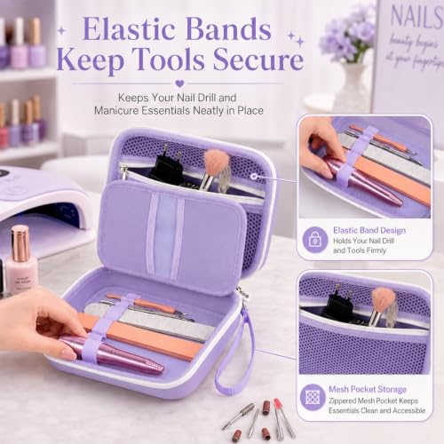 ALKOO 40-Slot Nail Drill Organizer Case with Nail Drill Bit Holder - color: Purple