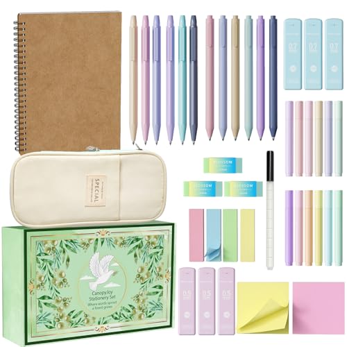 Bible Study Supplies Journaling Kit with Case Highlighters Pens Tabs Pencil - color: White Blue