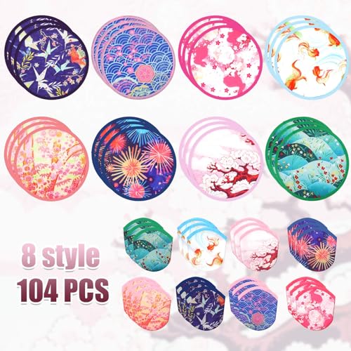 Gejoy 24 Pcs Japanese Foldable Folding Fans Flying Disc 8 Style - color: Japanese Fan