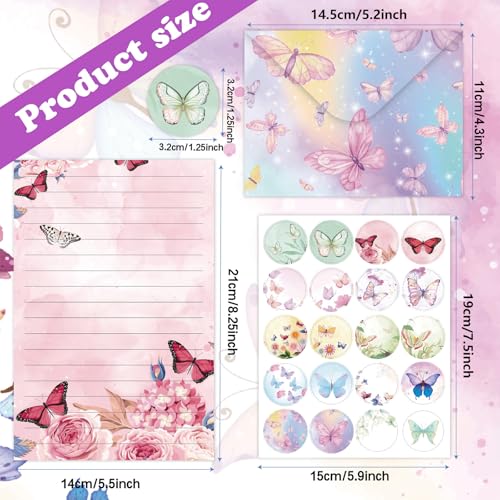 160 Pcs Stationery Paper Envelopes Set - color: Watercolor Butterfly