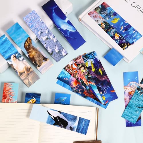 300PCS Ocean Bulk Bookmarks for Kids Classroom 60 Designs Cool Ocean Bookmark Cute Book Mark Double Sided Bookmark for Book Lovers Students Children Rewards Gifts - color: 300 Ocean