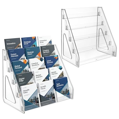 Brochure Display Stand, 2 Pack 5-Tier Acrylic Countertop Pamphlet Holder - size: 2 Pack