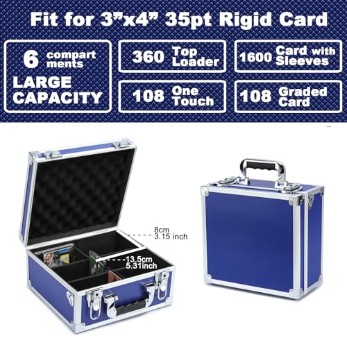 Collectable Trading Card Cases, Toploaders Storage Box, Magnetic Card Storage Hard Cabinet, Graded Card Storage Case, Sports & Trading Collector Storage Box (Blue) - color: Blue, size: Medium