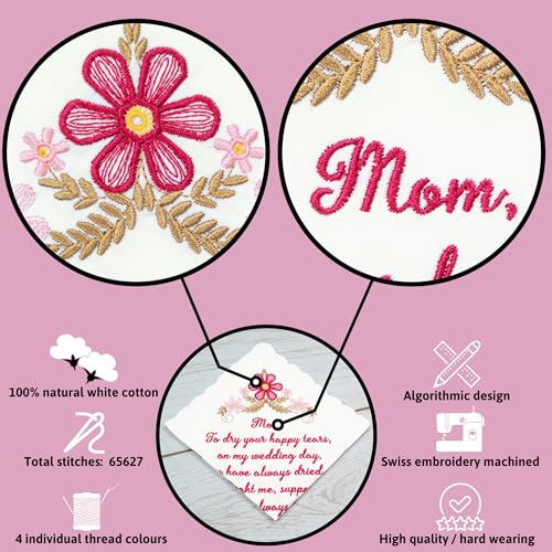 Mother of the Groom Gift Wedding Handkerchief Something Blue - color: Mom X 1 (Red)