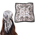 35 Inches Silk Head Scarf-Satin Hair Scarves Silk Bandana Scarf Headscarf for Women's Fashion Scarves - color: Large Floral Cashews - Black