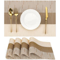 Placemats Set of 4, Vinyl Woven Heat-Resistant Place Mats - color: Beige Light Brown, size: Set of 4