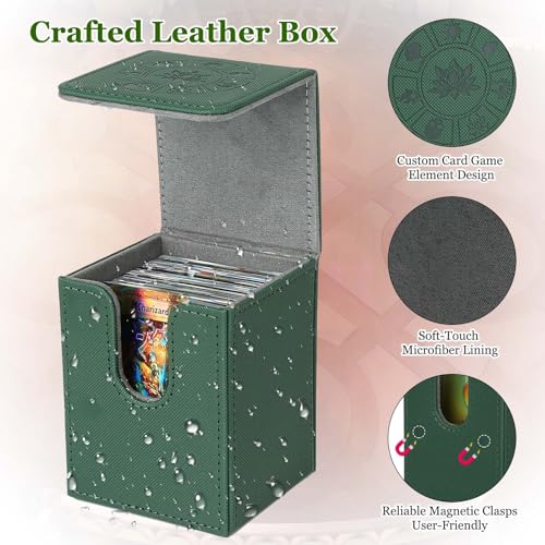Arkeiliy MTG Deck Box 110+ Storage Sleeved Cards for Magic Commander - color: Green III
